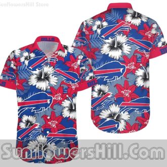 Buffalo Bills Blue and White Hibiscus Shirt for Game Day and Vacation Looks