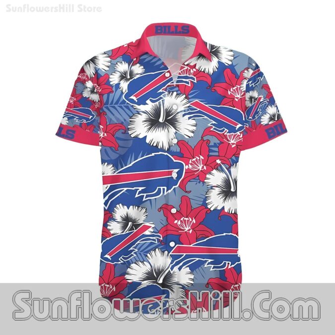 Buffalo Bills Blue and White Hibiscus Shirt for Game Day and Vacation Looks