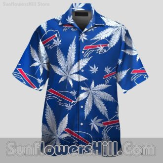 Buffalo Bills Blue Cannabis Style Button Up Shirt for Casual Fridays and Pool Parties