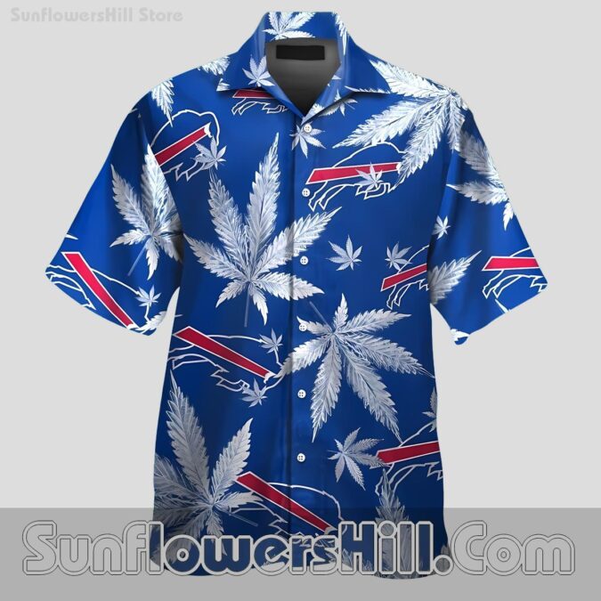 Buffalo Bills Blue Cannabis Style Button Up Shirt for Casual Fridays and Pool Parties
