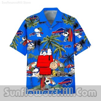 Buffalo Bills Blue Casual Shirt with Charlie Brown for Family BBQ and Beach Days