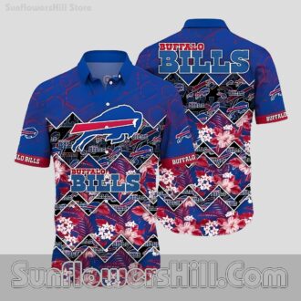 Buffalo Bills Red and Blue Pattern Casual Shirt for Unisex Vacation Style