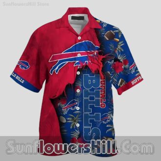 Buffalo Bills Red Ripped Layer Button Up Shirt for Summer Tailgate Fans