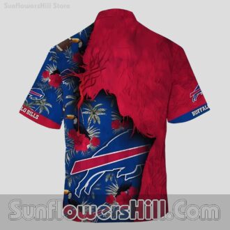 Buffalo Bills Red Ripped Layer Button Up Shirt for Summer Tailgate Fans