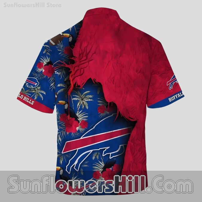 Buffalo Bills Red Ripped Layer Button Up Shirt for Summer Tailgate Fans