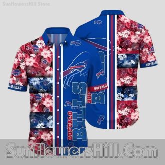 Buffalo Bills Red White and Blue Aloha Shirt for Fourth of July Beach Trips