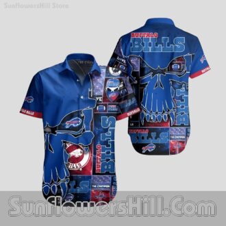 Buffalo Bills Royal Blue Skull Shirt for Tailgate Parties and Summer BBQ