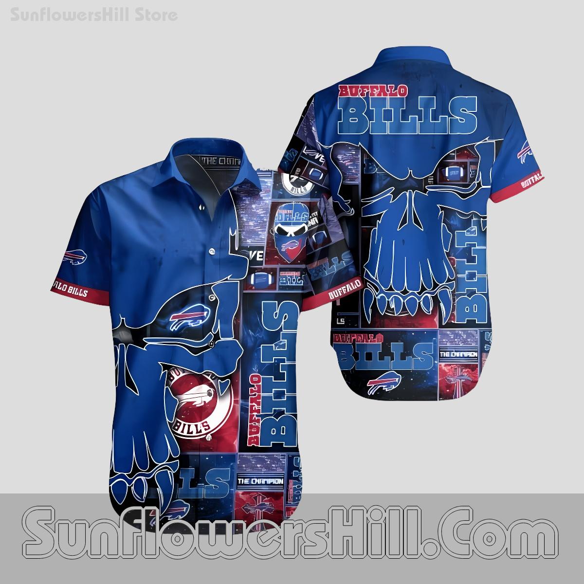 Buffalo Bills Royal Blue Skull Shirt for Tailgate Parties and Summer BBQ