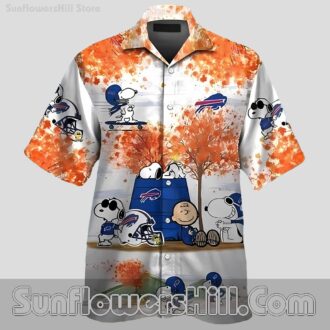 Buffalo Bills Short Sleeve Shirt with Peanuts Design for Thanksgiving and Tailgate Vibes