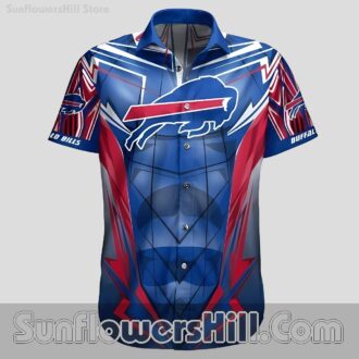 Buffalo Bills Superhero Style Button Up Shirt for Game Day and Comic Fans