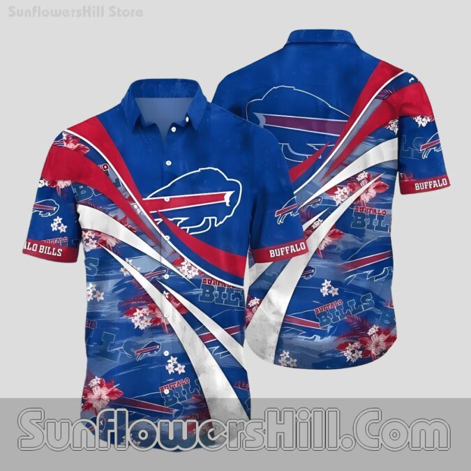 Buffalo Bills Wavy Design Short Sleeve Shirt for Game Day and July 4th Trips