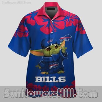 Buffalo Bills Blue Tropical Yoda Button Up Casual Shirt for Sports Lovers
