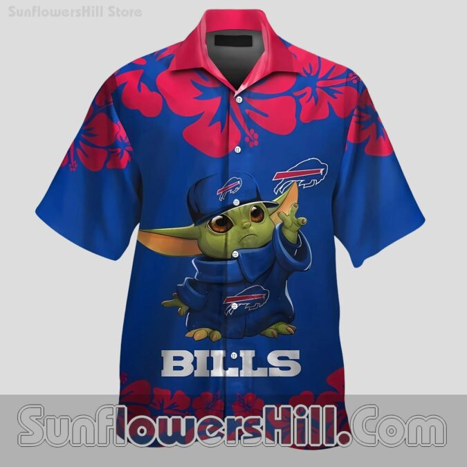 Buffalo Bills Blue Tropical Yoda Button Up Casual Shirt for Sports Lovers