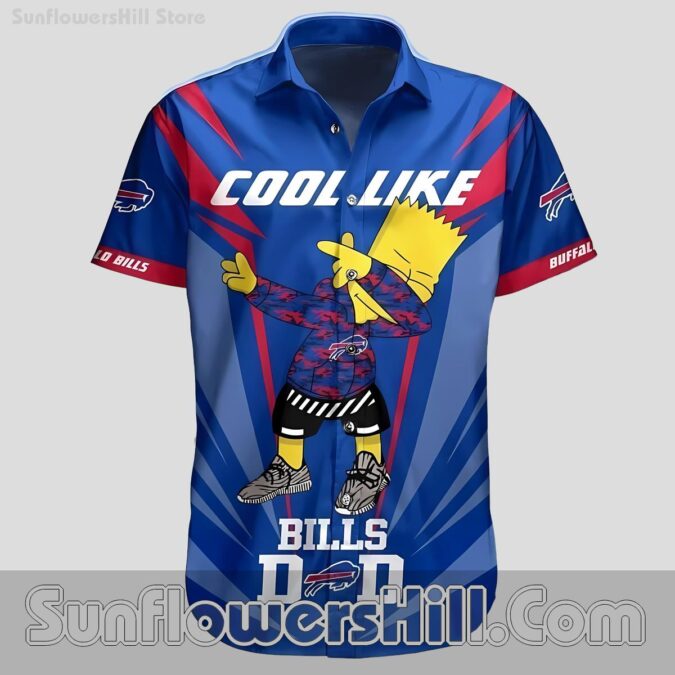 Buffalo Bills Dabbing Bart Simpson Cartoon Button Up Shirt for Game Day Dads