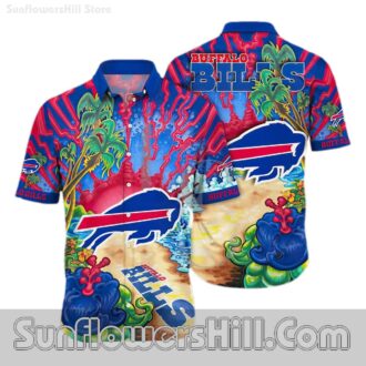 Buffalo Bills Palm Wave Casual Shirt for Vacation and Tailgates