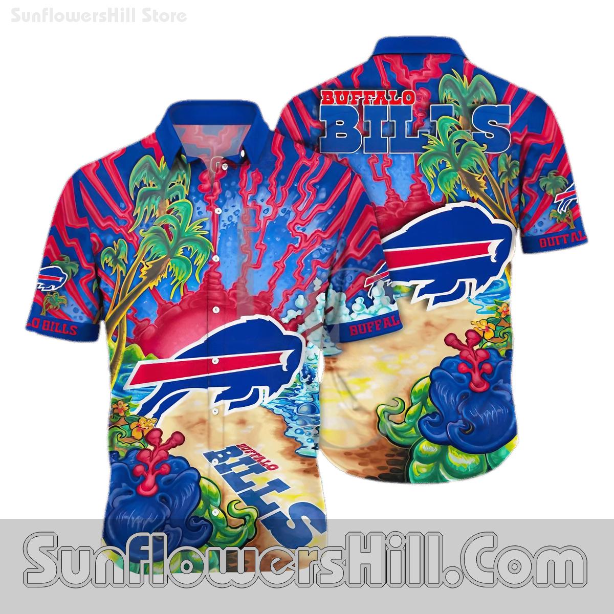 Buffalo Bills Palm Wave Casual Shirt for Vacation and Tailgates