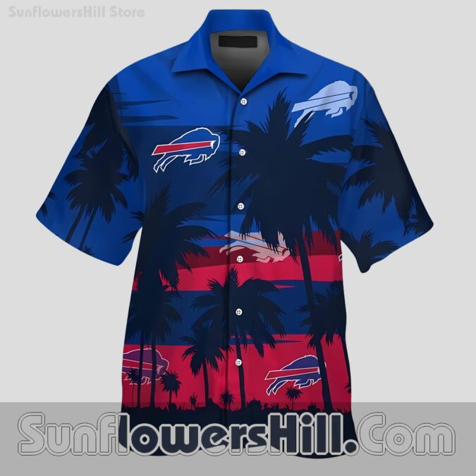 Buffalo Bills Red Blue Palm Sunset Hawaiian Shirt for Game Day Vibes