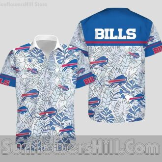 Buffalo Bills Blue and White Casual Button Up Shirt for Game Day Outings