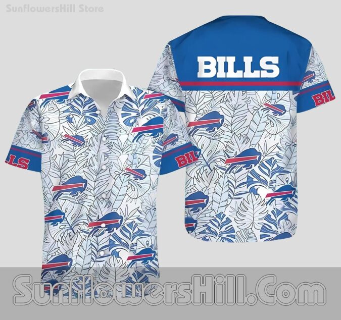 Buffalo Bills Blue and White Casual Button Up Shirt for Game Day Outings