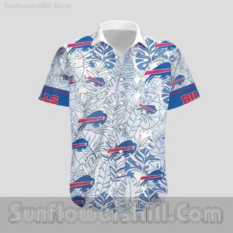 Buffalo Bills Blue and White Casual Button Up Shirt for Game Day Outings