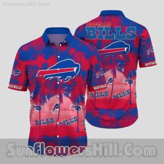 Buffalo Bills Red Blue Tie Dye Button Up Shirt for Beach Trips