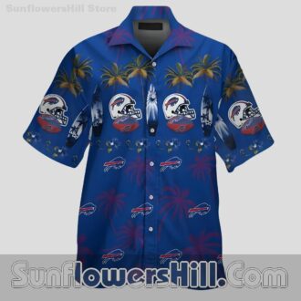 Bills Fan Surfboard and Helmet Camp Aloha Shirt for Family Gifts