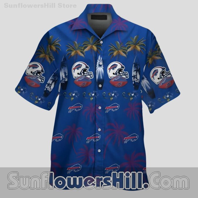 Bills Fan Surfboard and Helmet Camp Aloha Shirt for Family Gifts