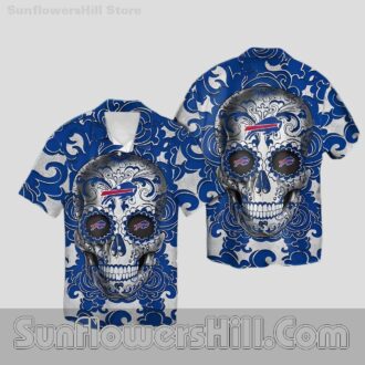 Buffalo Bills Midnight Blue Sugar Skull Hawaiian Shirt for Game Day Fans