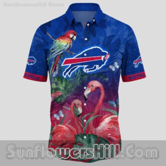 Buffalo Bills Bird Flamingo Red Flower Aloha Shirt for Backyard Tailgates