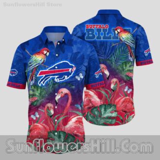 Buffalo Bills Bird Flamingo Red Flower Aloha Shirt for Backyard Tailgates