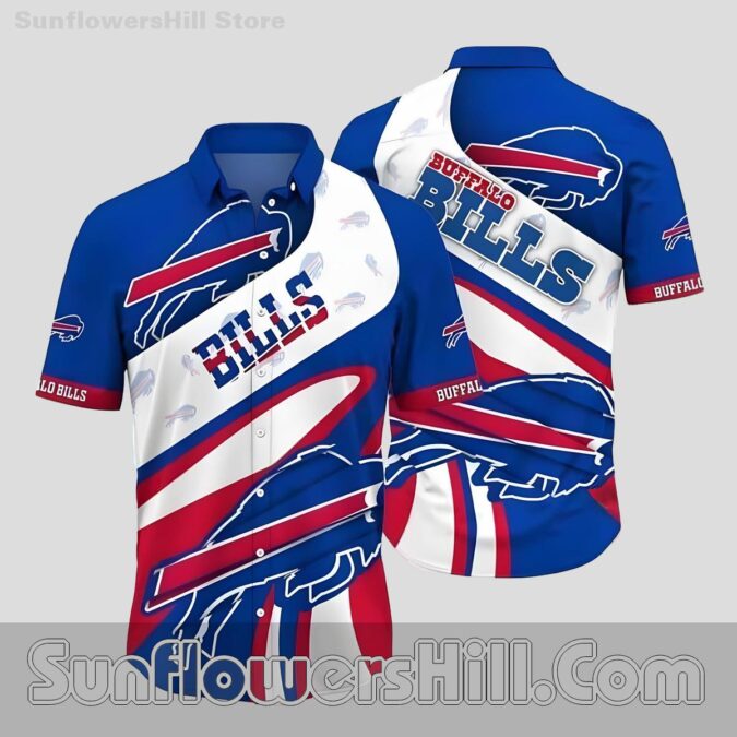 Buffalo Bills Blue Red White Soft Casual Shirt for Summer Cookouts