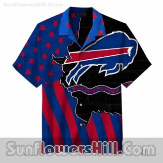 Buffalo Bills Bold Flag Print Short Sleeve Shirt for Summer Weekends
