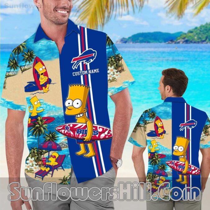 Buffalo Bills Cartoon Simpsons Surf Hawaiian Shirt for Beach Trip Crew