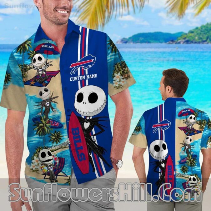 Buffalo Bills Jack Skull Casual Shirt for Sunday Tailgates and Spooky Nights