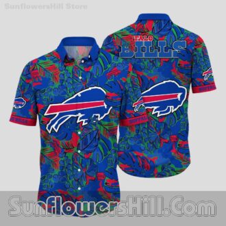 Buffalo Bills Leafy Blue Hawaiian Shirt for Beach Trips and Tailgates