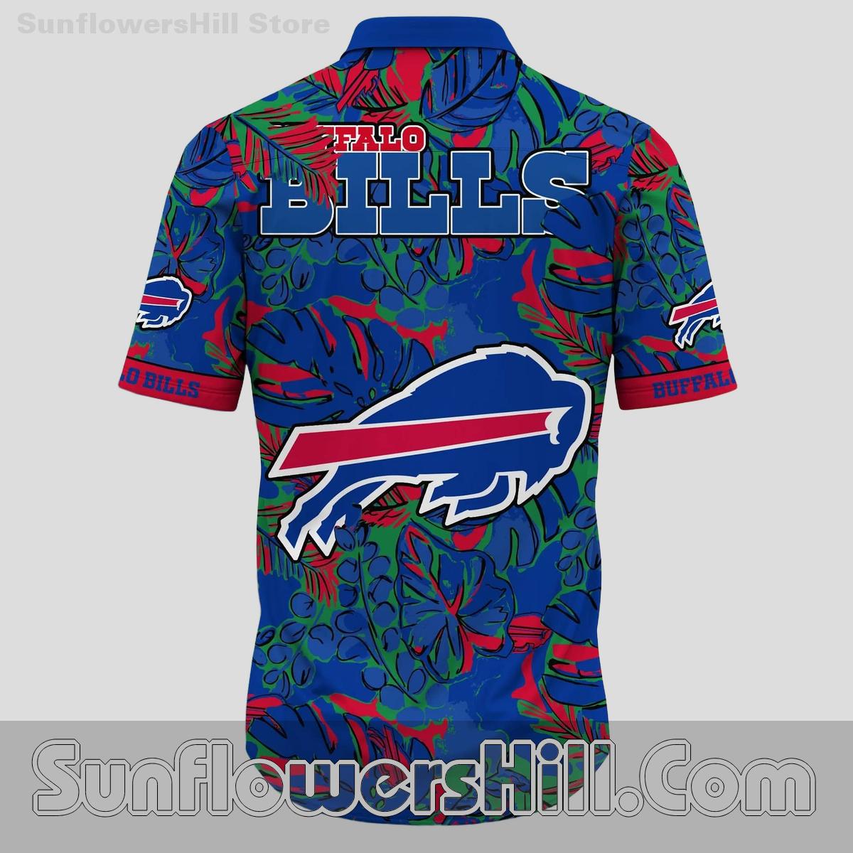 Buffalo Bills Leafy Blue Hawaiian Shirt for Beach Trips and Tailgates