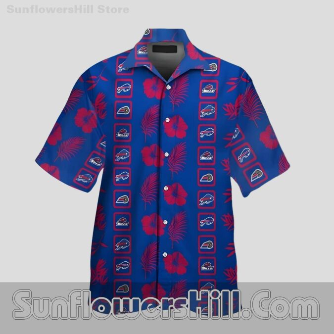 Buffalo Bills Logo and Tropical Palm Pattern Aloha Summer Shirt for Tailgate Party