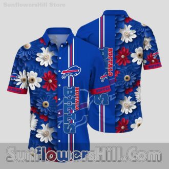 Buffalo Bills Navy Daisy Short Sleeve Shirt for Game Day Outfits and Friends