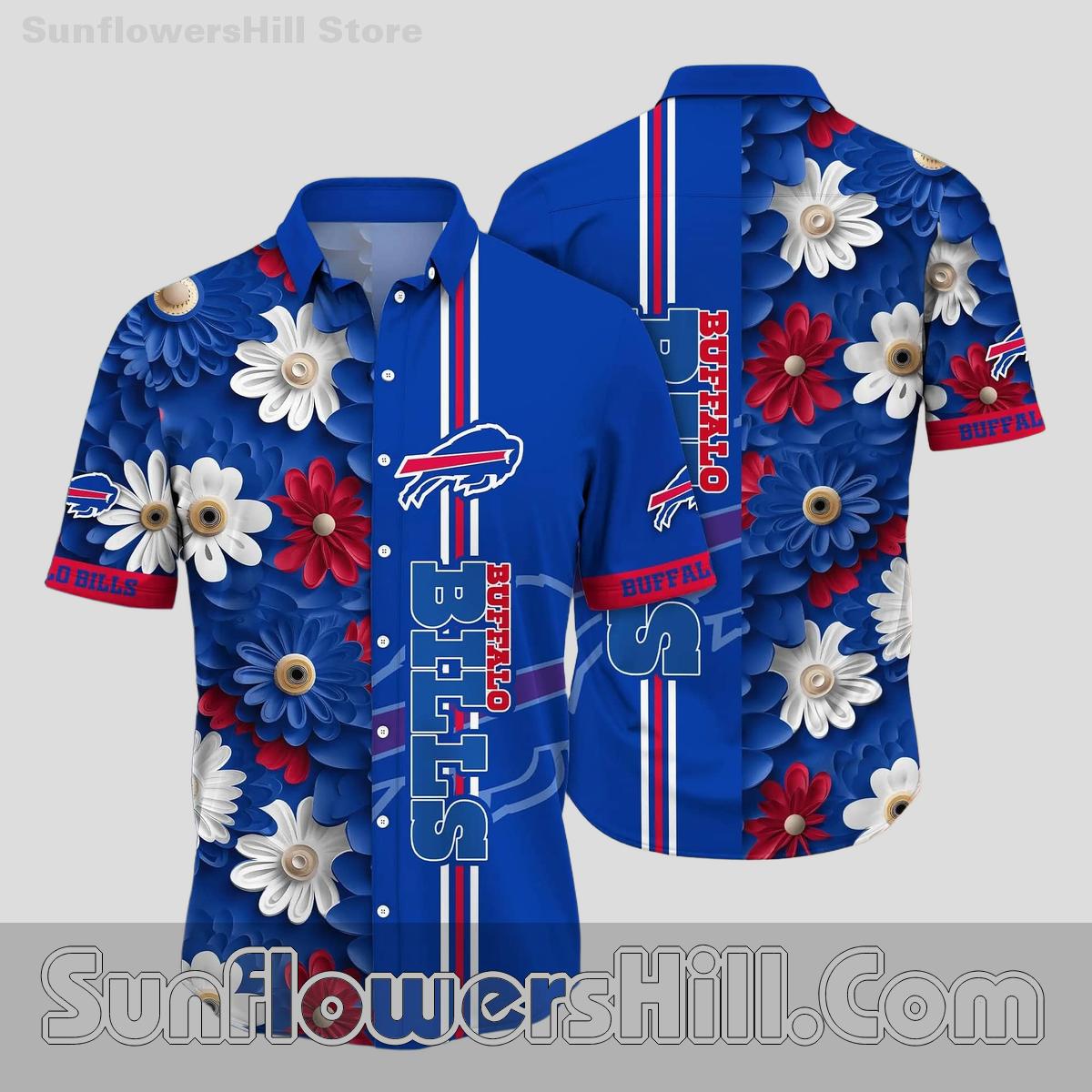 Buffalo Bills Navy Daisy Short Sleeve Shirt for Game Day Outfits and Friends