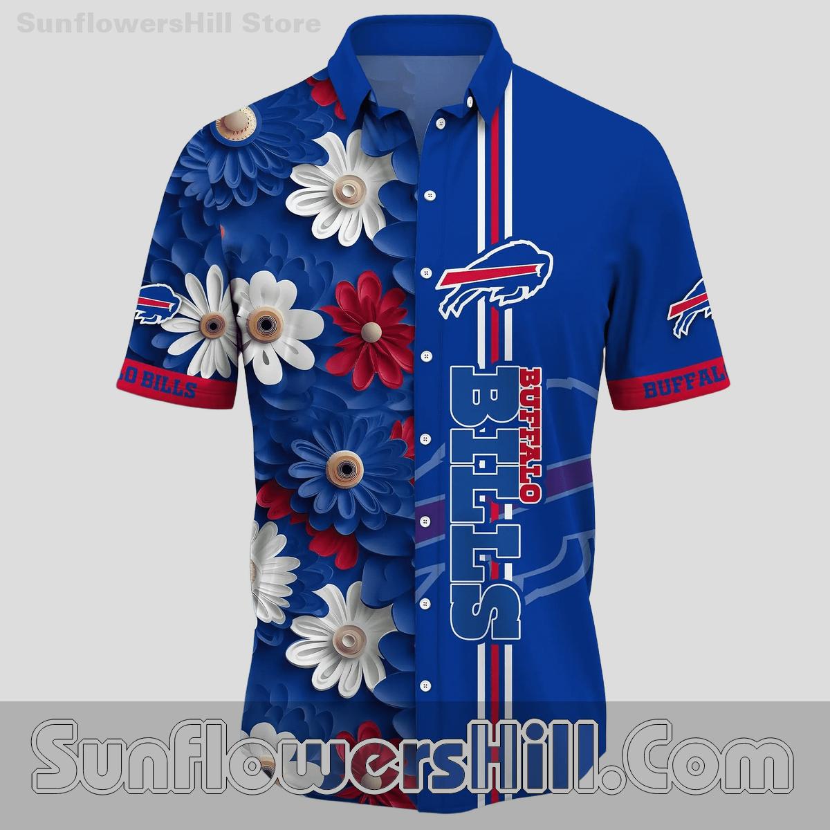 Buffalo Bills Navy Daisy Short Sleeve Shirt for Game Day Outfits and Friends