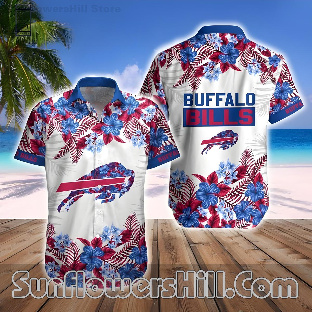 Buffalo Bills Navy Hibiscus Aloha Shirt and Shorts Set for Tailgate Style