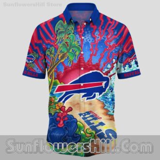 Buffalo Bills Palm Wave Casual Shirt for Vacation and Tailgates