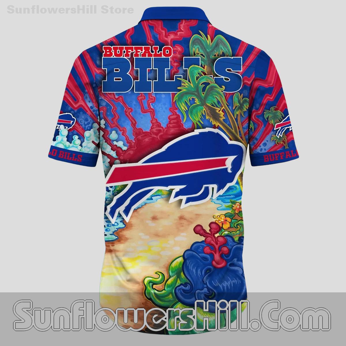 Buffalo Bills Palm Wave Casual Shirt for Vacation and Tailgates
