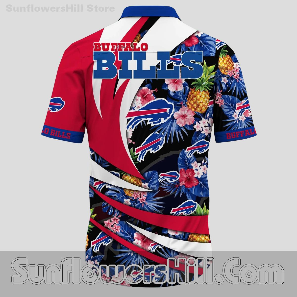 Buffalo Bills Pineapple Floral Short Sleeve Shirt for Vacation or Fan Reunions