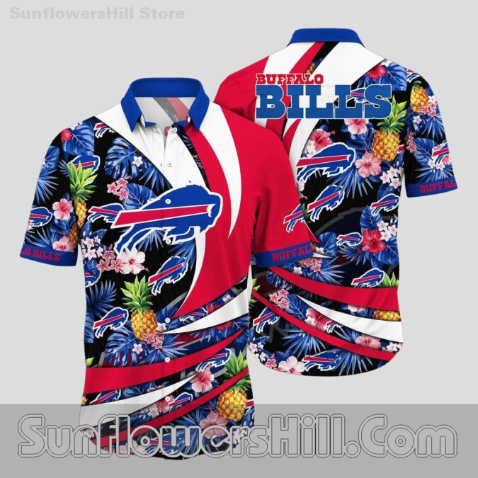Buffalo Bills Pineapple Floral Short Sleeve Shirt for Vacation or Fan Reunions