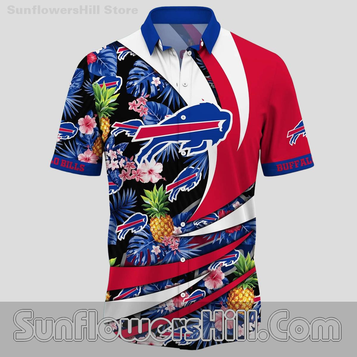 Buffalo Bills Pineapple Floral Short Sleeve Shirt for Vacation or Fan Reunions
