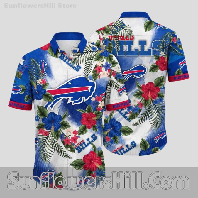 Buffalo Bills Red and Blue Blossom Casual Shirt for Father’s Day or Game Day