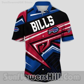 Buffalo Bills Red Blue Black Split Casual Shirt for Tailgate Cookouts