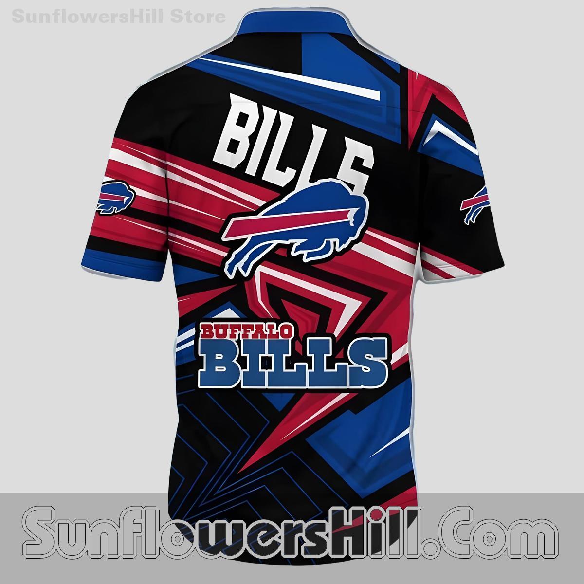 Buffalo Bills Red Blue Black Split Casual Shirt for Tailgate Cookouts