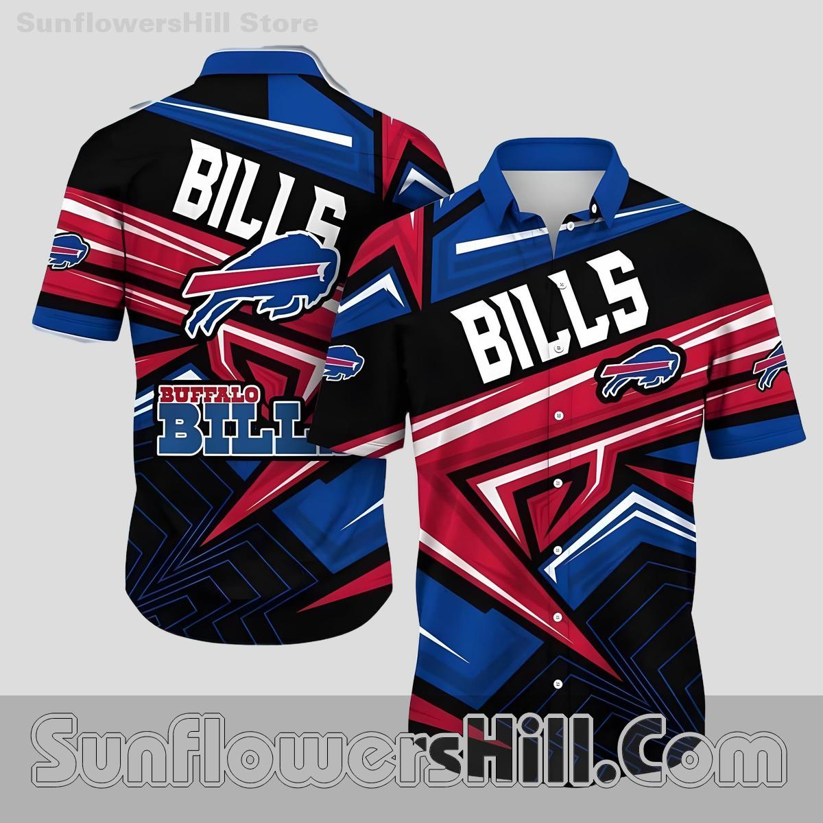 Buffalo Bills Red Blue Black Split Casual Shirt for Tailgate Cookouts